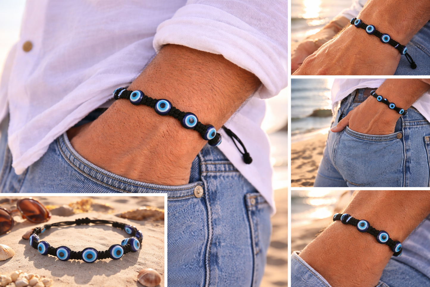 Evil Eye Men's Protection Bracelet - Gift for Him - Greek Jewelry