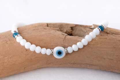 Bracelet Crystal Blanc Oeil Bleu - Mati - Souvenir Grec
