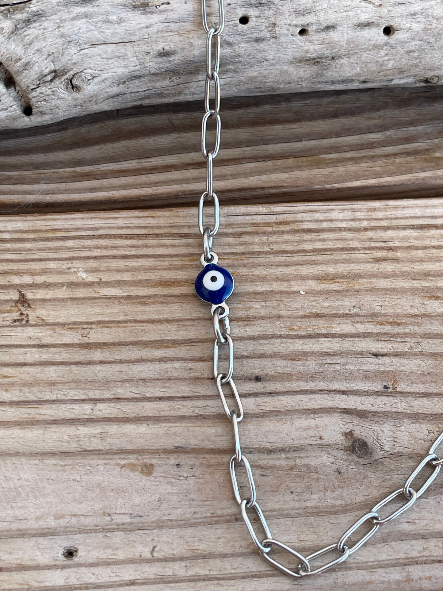 Bracelet Oeil Bleu en Acier Inoxydable – Protection & Élégance
