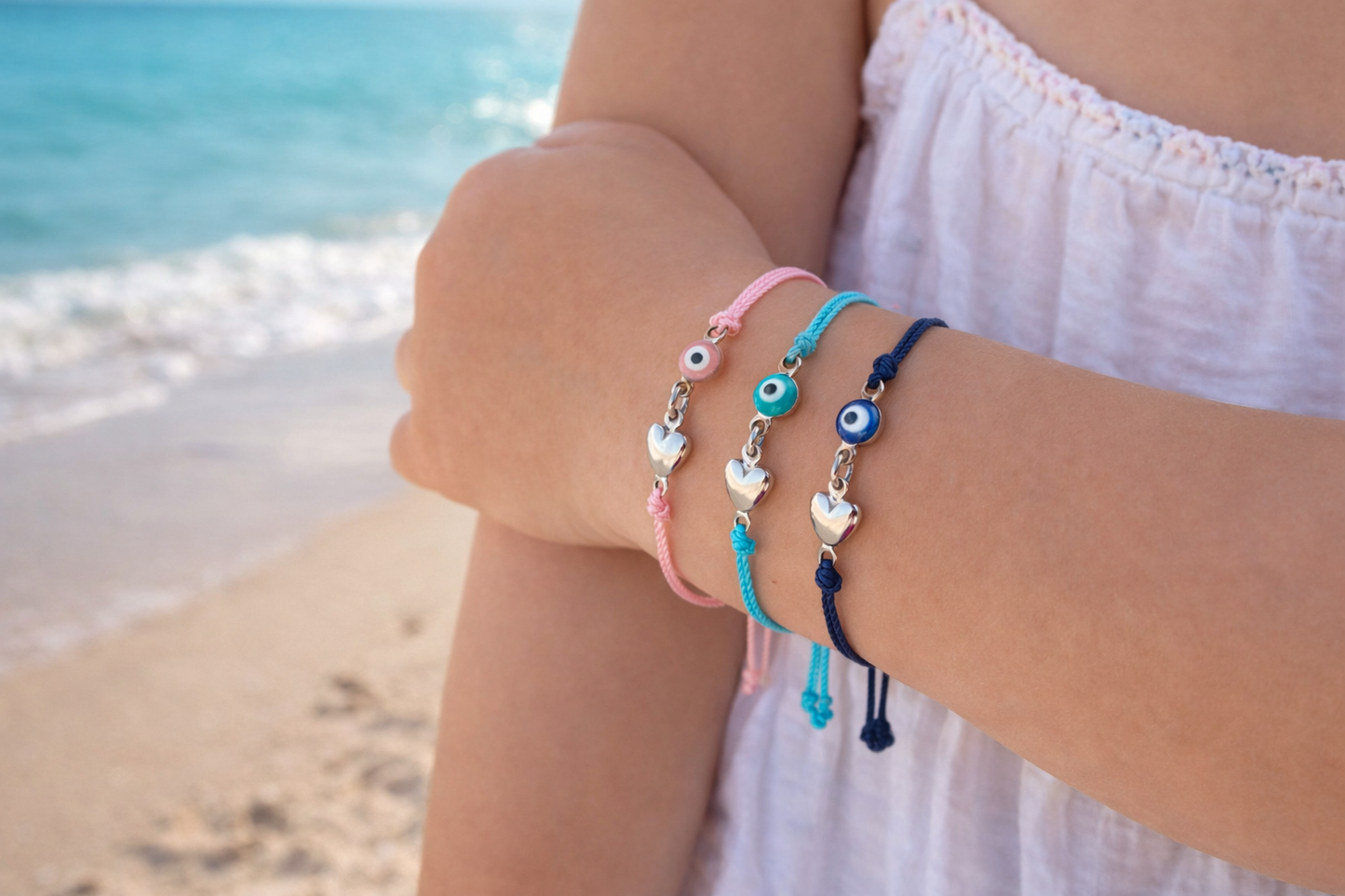 Evil Eye Heart Baby Bracelet - Protection Bracelet - baby Gift