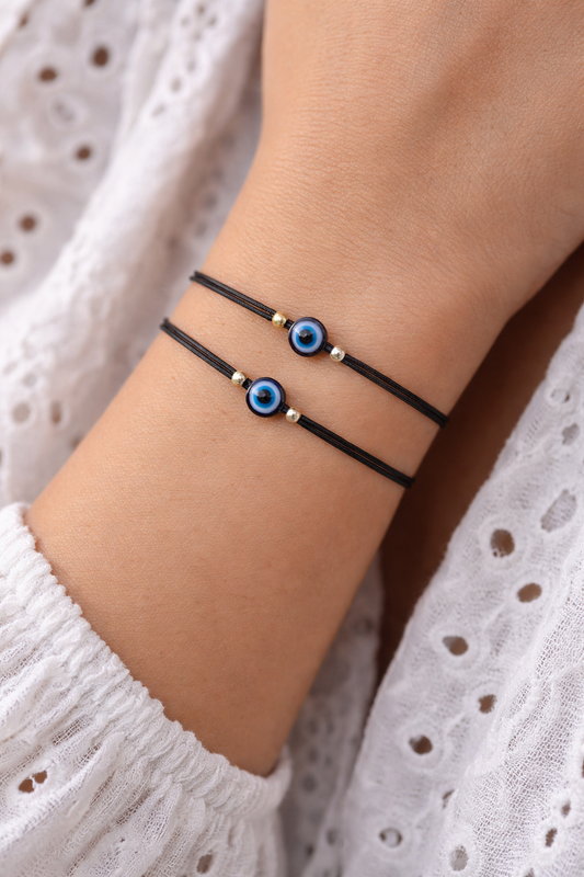 Black String Evil Eye Bracelet - Good Luck Bracelet - Gift for Him or for Her