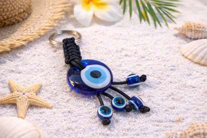 Glass Evil Eye Keychain -  Car Keyring - Greek Gift