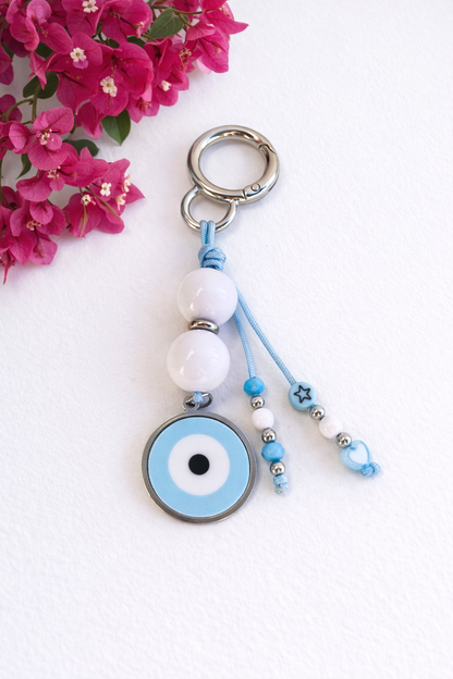 Bijou de Sac ou Porte clés Oeil Bleu ciel Porte-Bonheur – Élégance et Protection
