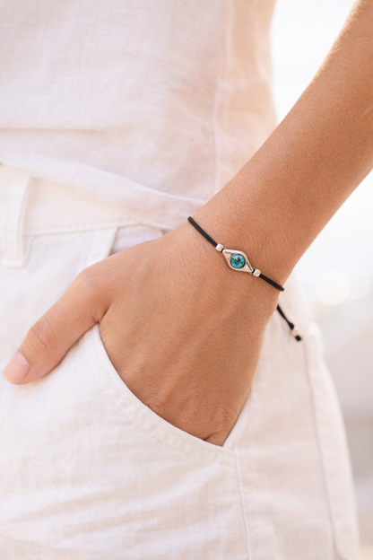 Bracelet Oeil Bleu Réglable - Bracelet Porte Bonheur - Cadeau pour Elle