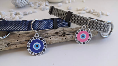 Personalized Evil Eye Dog Tag | Custom Pet ID Charm