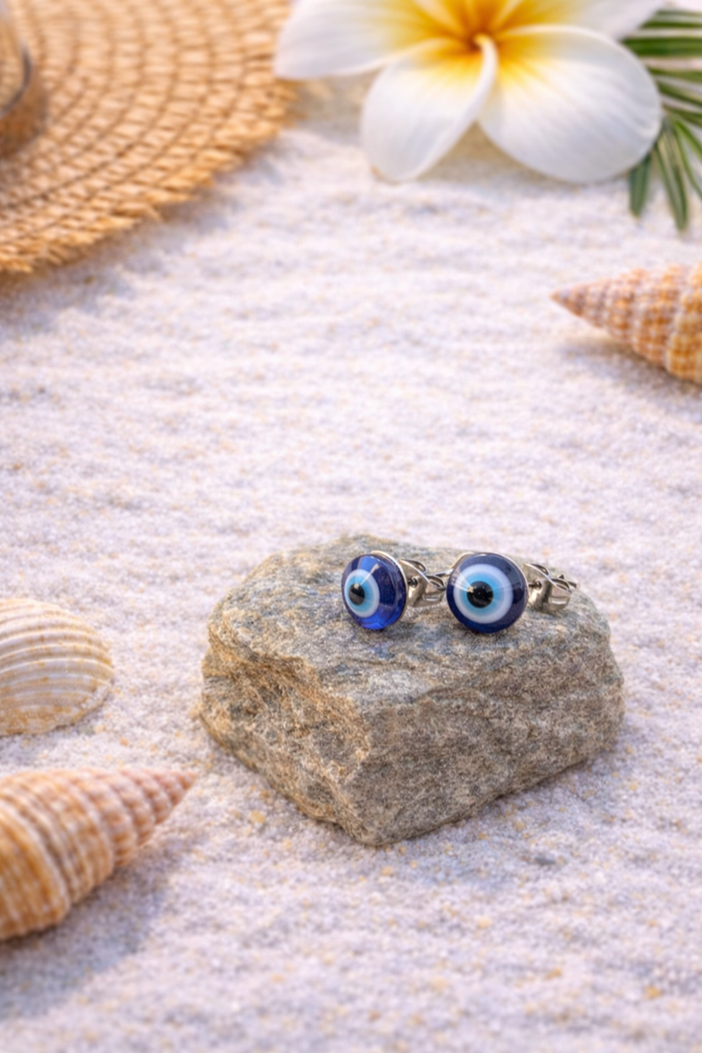 Boucles d’Oreilles Clous Oeil bleu en Acier Inoxydable 