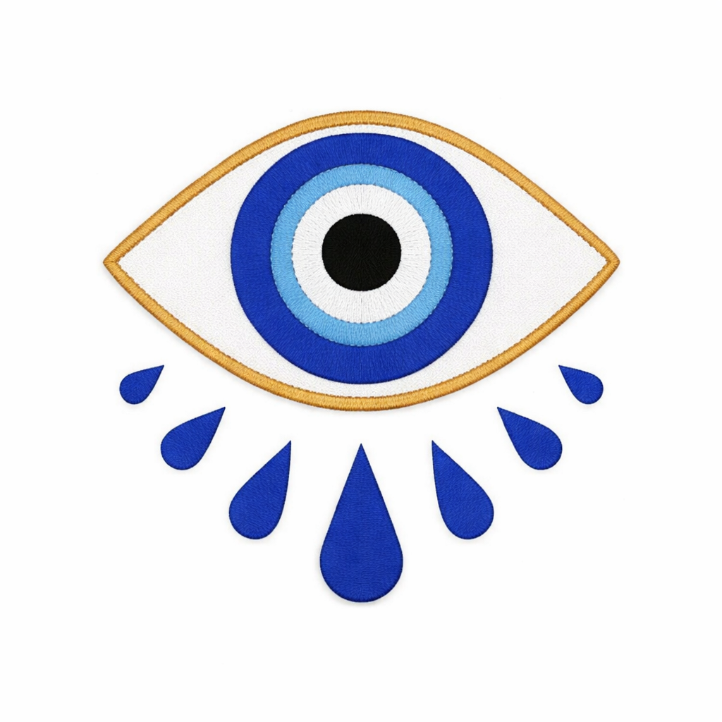 Broderie numérique Oeil Bleu avec Cils – Téléchargement instantané