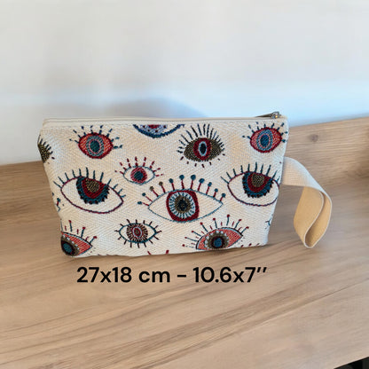 Pochette Oeil Bleu Tissus Jacquard  - Cadeau grec