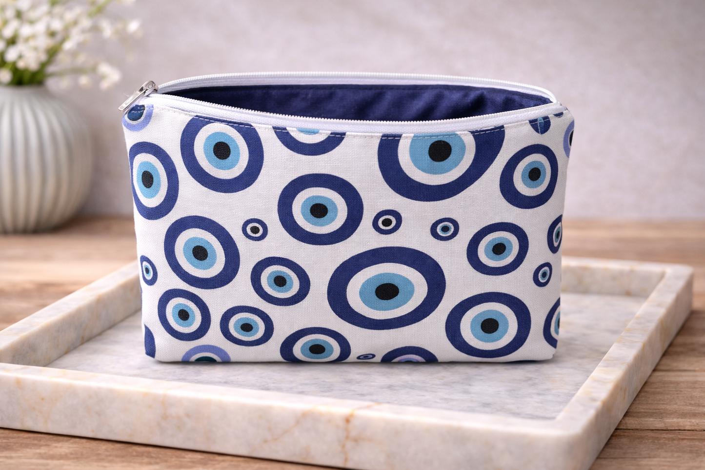 Greek Evil Eyes Pouch – Cotton fabric – Greek Gift - Handmade from Greece