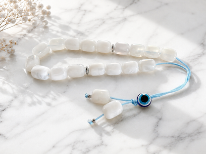 White Evil Eye Worry Beads | Traditional Greek Komboloi