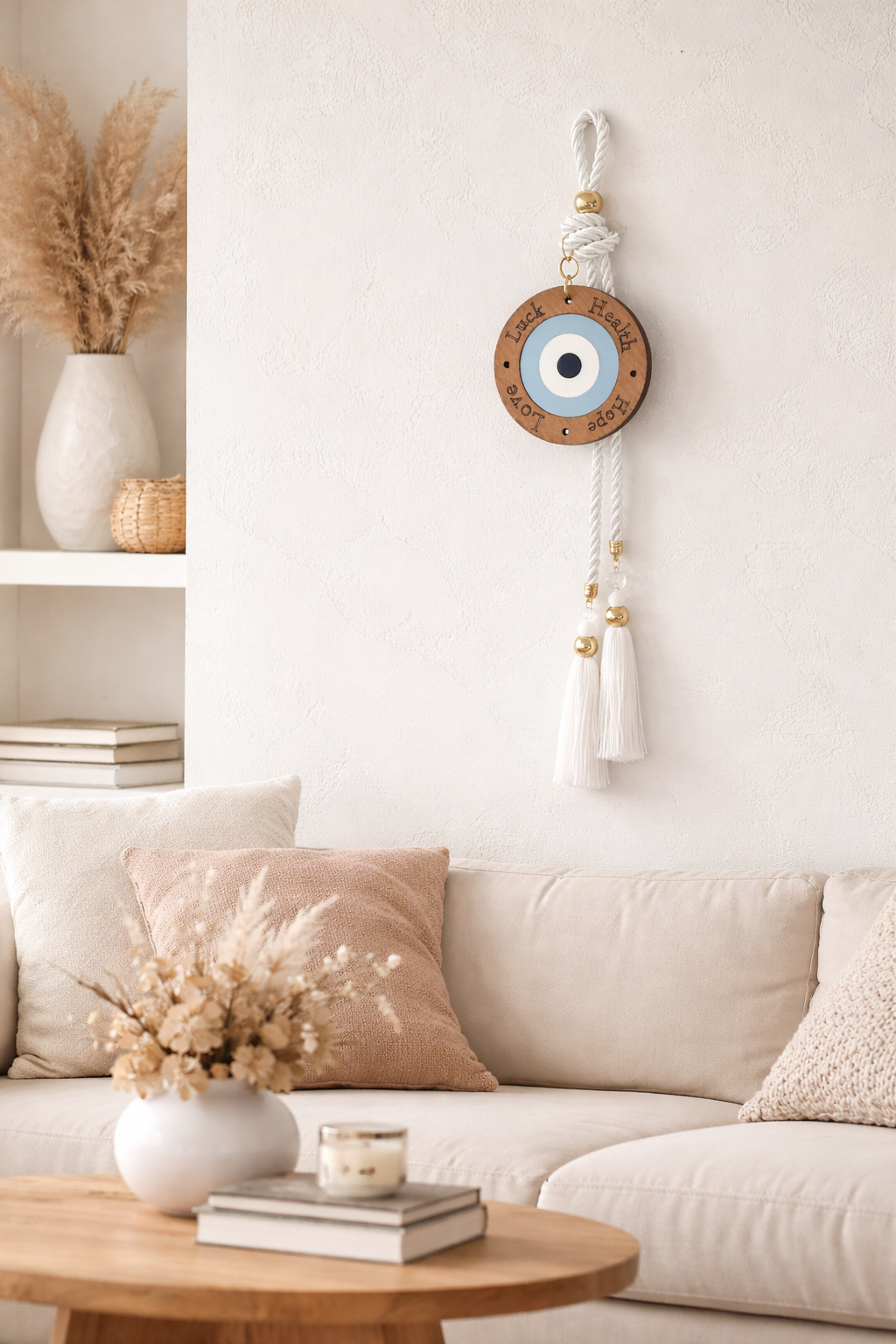 Evil Eye Wishes Wall Hanging, Tassel Housewarming, New Years Gift, House Protection