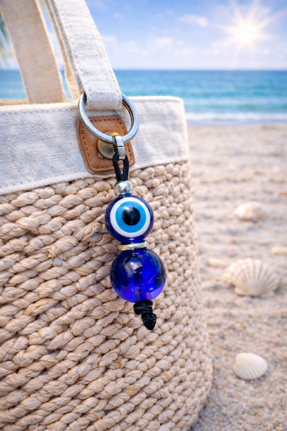 Greek Evil Eye Keychain – Lucky Charm Keyring – Protection Bag Charm Gift