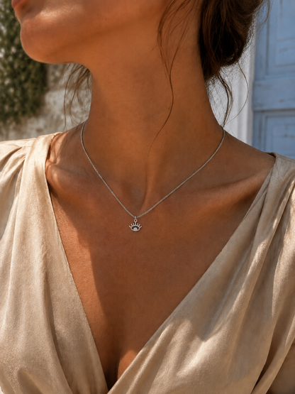 Minimalist Evil Eye Necklace – Stainless Steel Lucky Eye Necklace – Greek Protection Jewelry