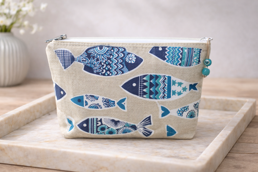 Fish Fabric  Makeup Bag - Greek gift - Gift for her