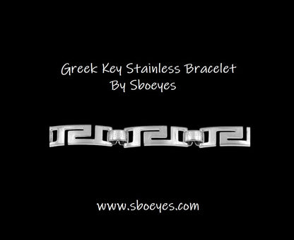 Greek Key Bracelet - Stainless Silver Bracelet - Gift For Him or For Her