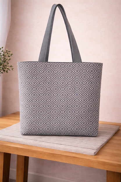 Rhombus Tote Bag - Handmade Beach Essential from Greece