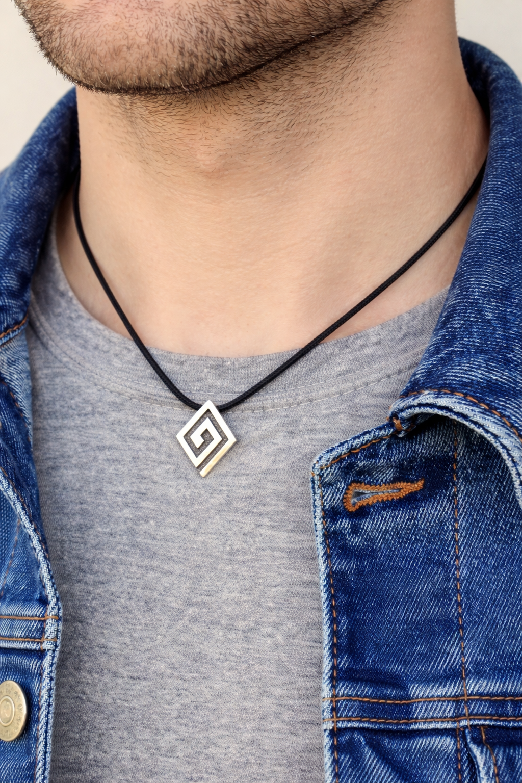 Men's Greek Κey Pendant Necklace - Men's jewelry - Gift for Him