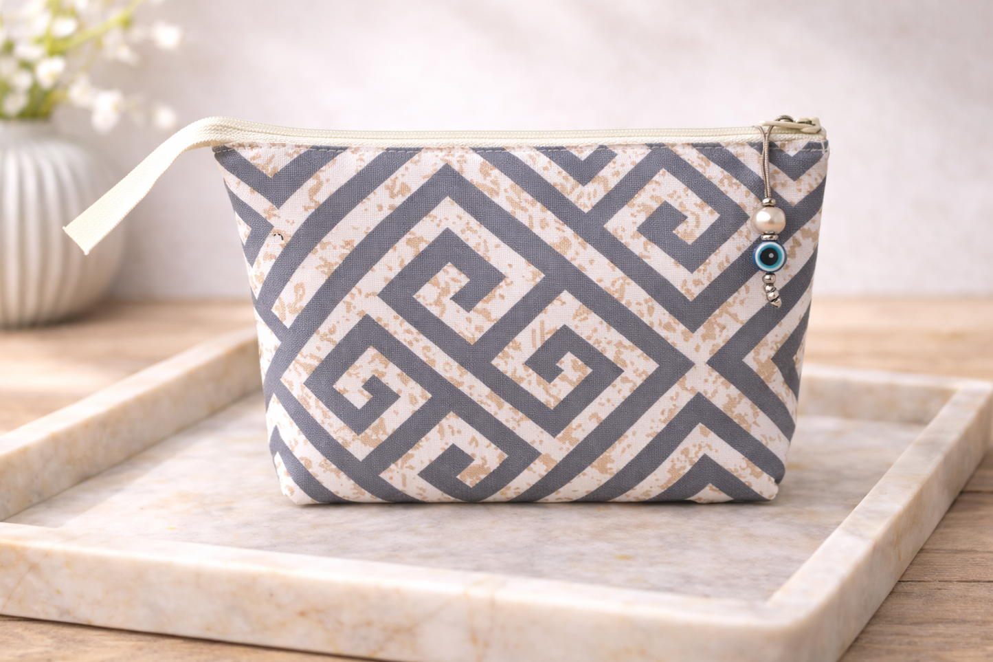 Greek Key Cosmetic Bag - Greek gift - Gift for Her