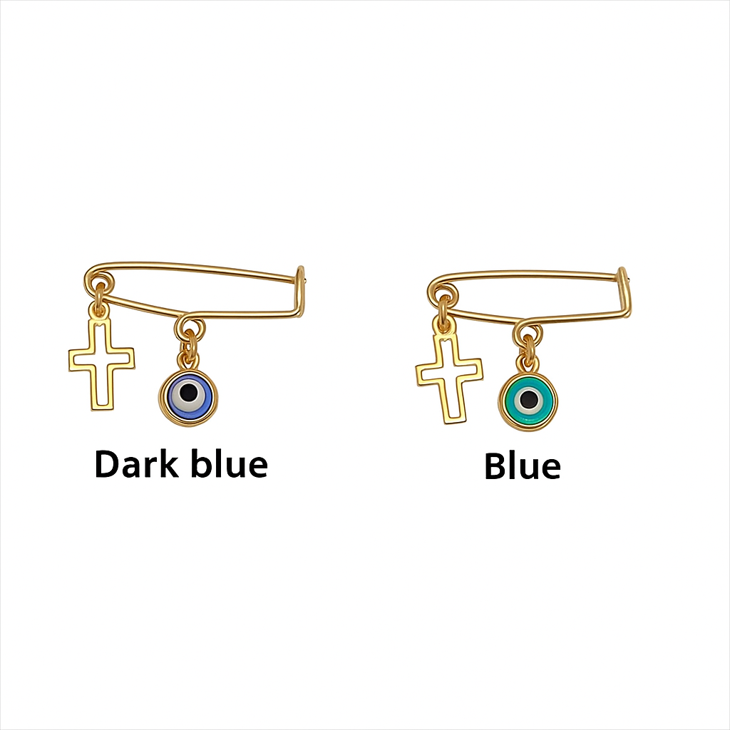 Evil Eye Cross Safety Pin - Baby Protection Jewelry