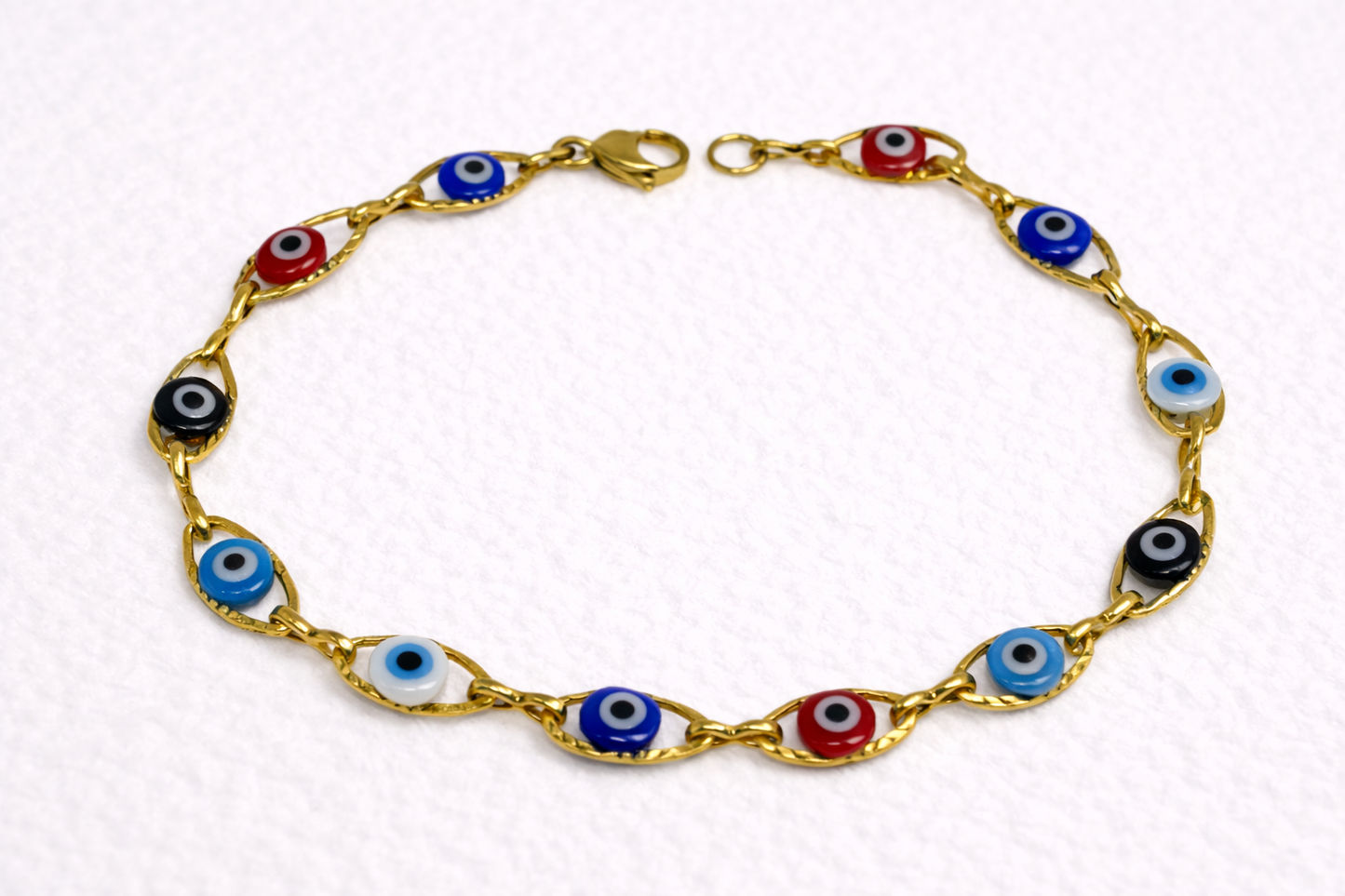 Bracelet Petits Yeux Bleus en Acier - Porte Bonheur Grec