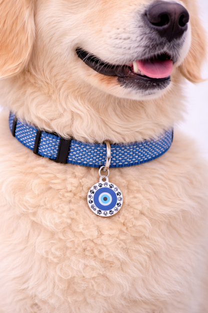 Personalized Evil Eye Dog Tag – Custom Pet ID Charm with Name & Phone