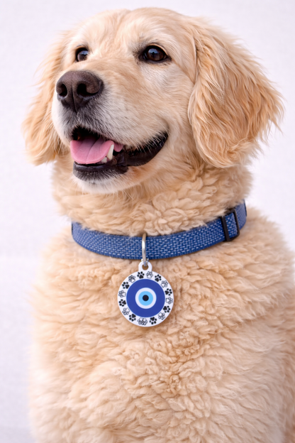 Personalized Evil Eye Dog Tag – Custom Pet ID Charm with Name & Phone