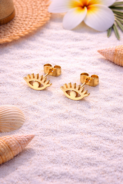 Boucles d'Oreilles Clous Motif Oeil Grec 