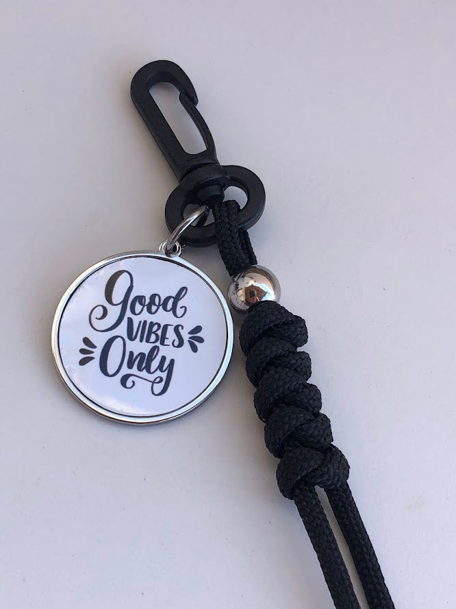 Good Vibes Only Bag Charm - Stainless Steel Bag Charm - Greek Gift