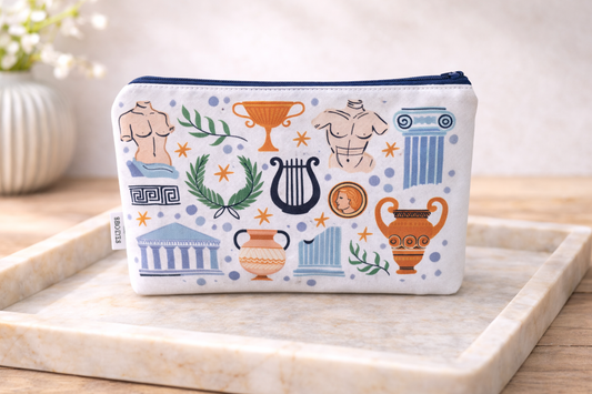 Pochette tissu avec symboles Grecs -  Fabriquée en Grèce