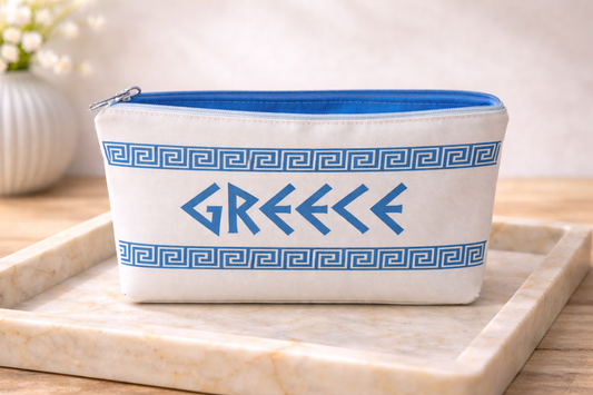 Pochette Tissu Motifs Grecs - Cadeau pour Elle - Pochette Polyester