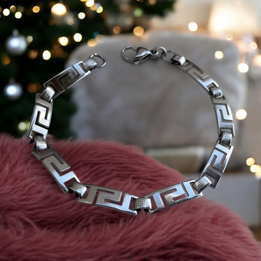 Bracelet à motif Grec en acier.