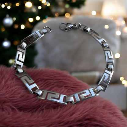 Bracelet à motif Grec en acier.