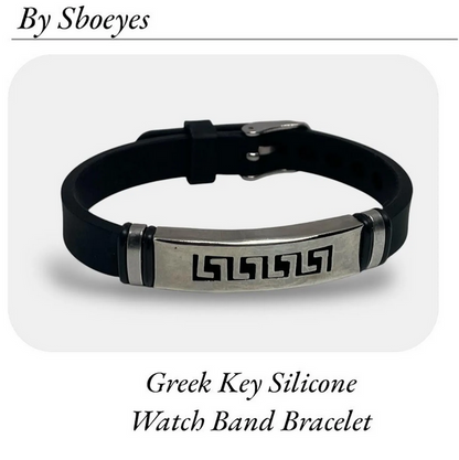 Bracelet Homme Motif Grec Acier Inoxydable 