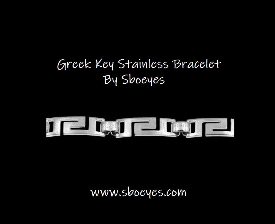 Greek key stainless man bracelet