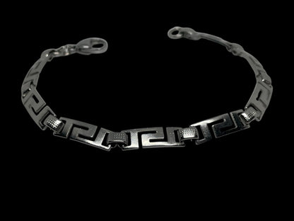 Greek Key Bracelet - Stainless Silver Bracelet - Gift For Him or For Her