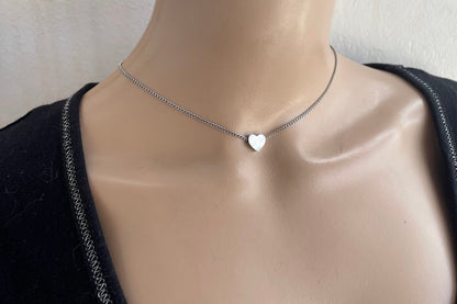 Silver Heart Necklace - Gift for Her - Stainless Steel Jewelry