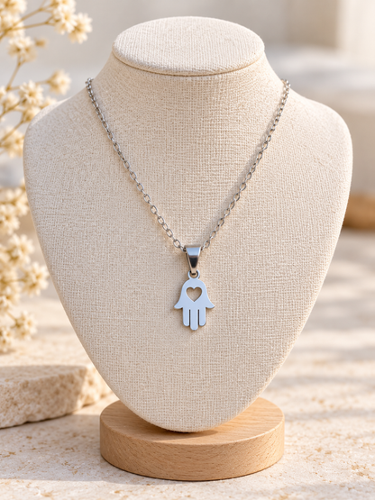 Collier Main de Fatma en Acier Inoxydable - Minimalist Greek Jewelry
