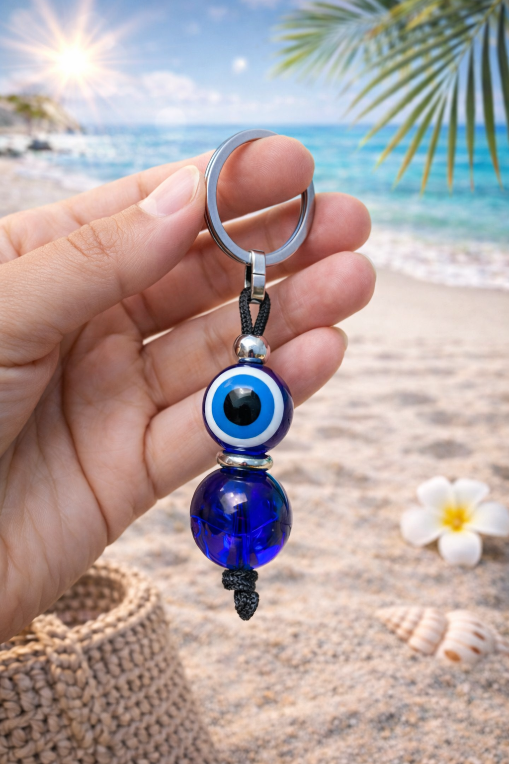 Greek Evil Eye Keychain – Lucky Charm Keyring – Protection Bag Charm Gift