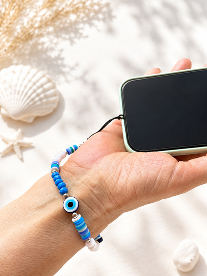 Bijou de Téléphone Oeil Grec Bleu - Porte bonheur Grec