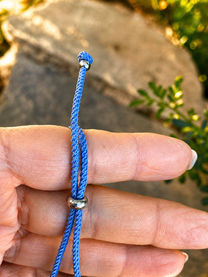 Bracelet Oeil Bleu Porte-Bonheur, Bracelet Ajustable Cordon Bleu, Bracelet Minimaliste Acier, Cadeau Protection
