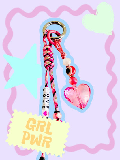 Pink Heart Evil Eye Bag Charm