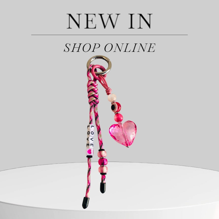 Pink Heart Evil Eye Bag Charm