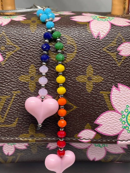 Hearts Bag Charm - Beaded Bag Charm - 9 colors to choose from