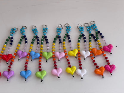 Hearts Bag Charm - Beaded Bag Charm - 9 colors to choose from