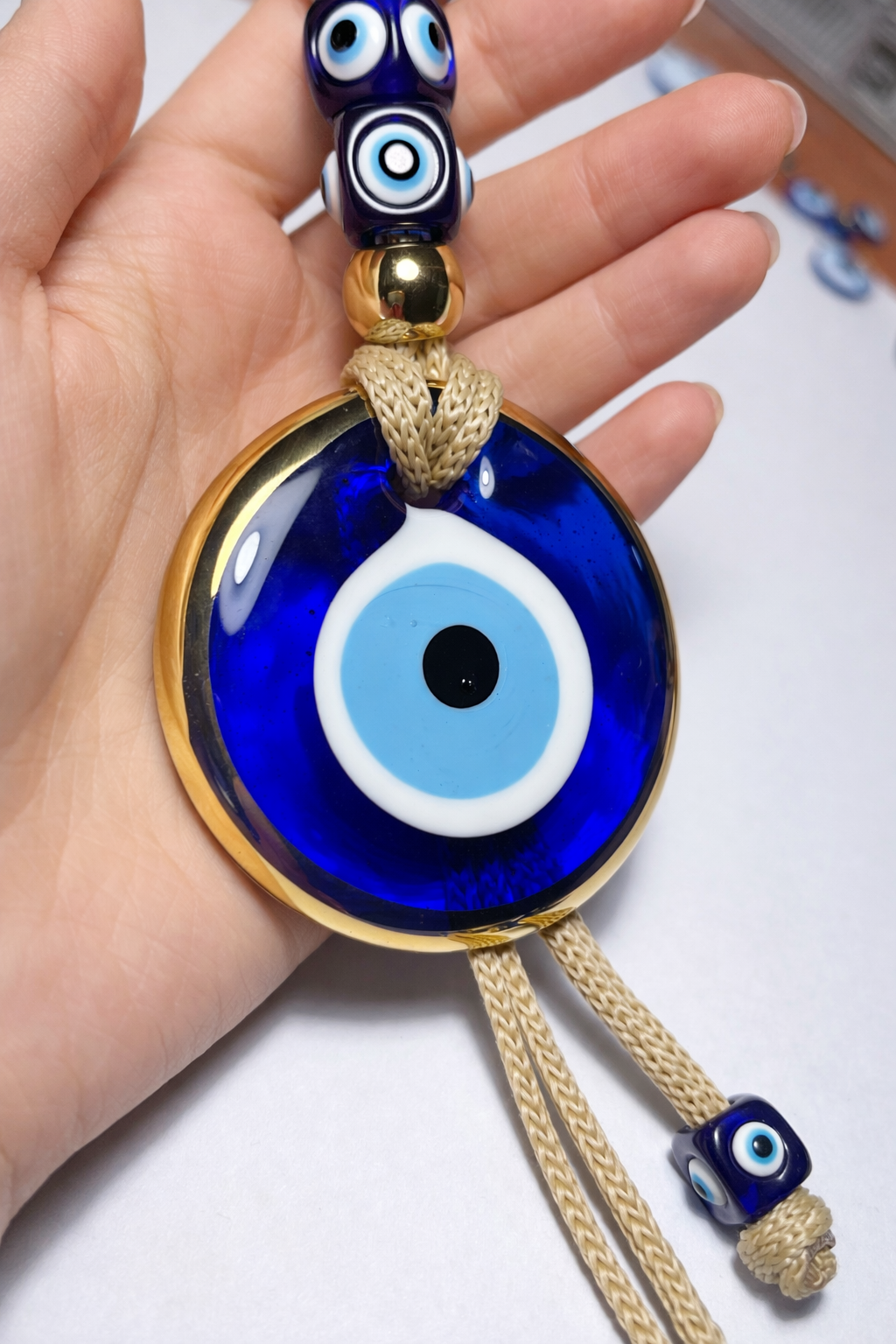 Glass Evil Eye Wall Hanging - 7 cm Glass Eye - House Protection & Ornament