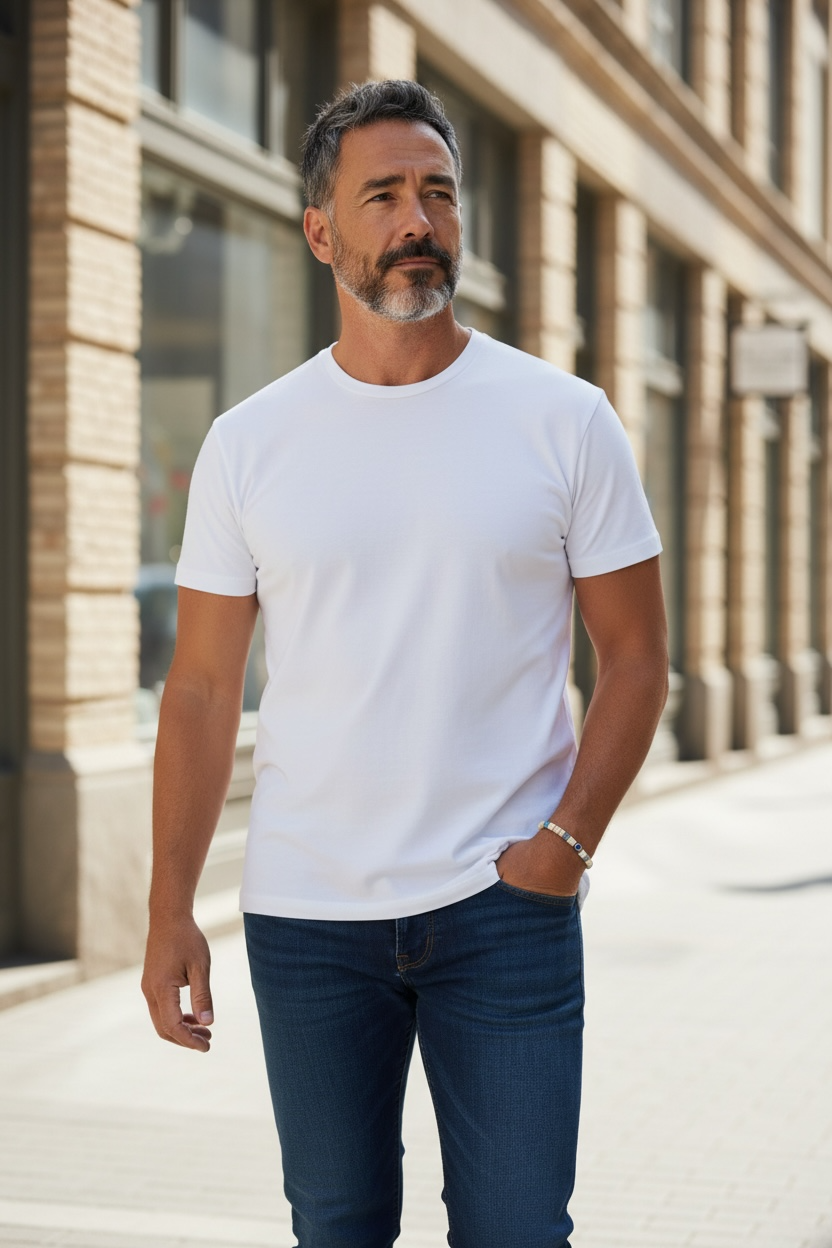 Unisex Natural Stone Bracelet – Howlite, Turquoise Jasper & Blue Evil Eye Charm