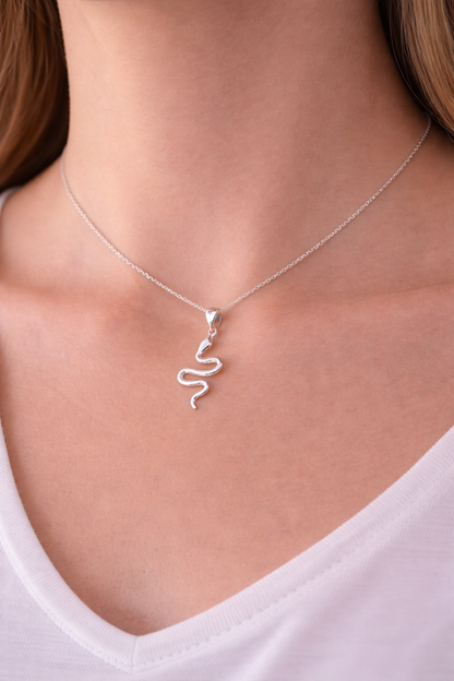 Sterling Silver Snake Necklace | Fine Greek Jewelry | Snake Pendant