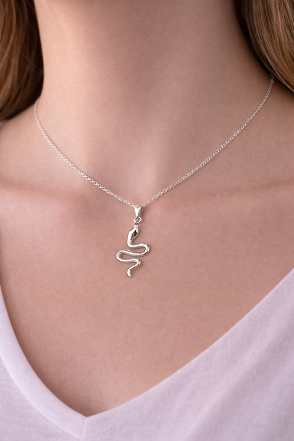 Sterling Silver Snake Necklace | Fine Greek Jewelry | Snake Pendant