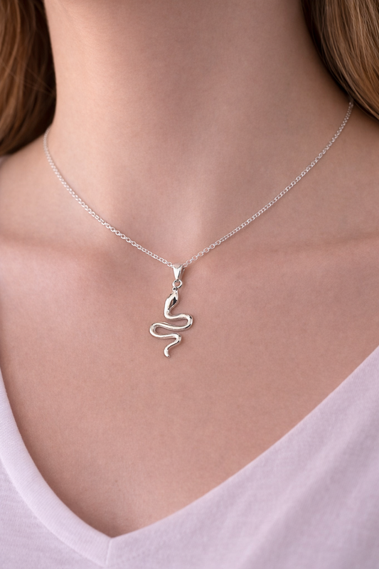 Sterling Silver Snake Necklace | Fine Greek Jewelry | Snake Pendant