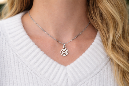 Small Spiral Pendant Necklace - Stainless Steel Jewelry - Greek Gift
